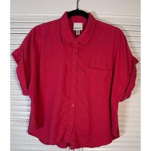 Industry Republic‎ Linen Blend Button Up Crop Top Size XL